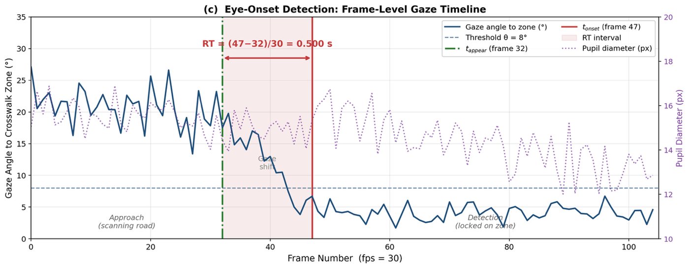 Frame-level gaze timeline with eye onset