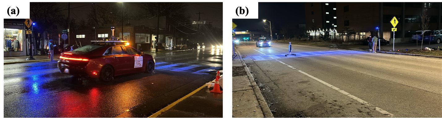 Nighttime field testing setup at Madison and Milwaukee